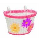 Rascal Kids Front Plastic Basket Small - Pink - with  Flowers - 235x165x155mm