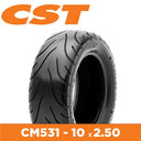 CST Tyre E - Scooter 10 x 2.50 - 6.5 - Rim Size 6.50 x 1.65 - SW59mm - OD 254mm - PR4 - Tubeless - Load 75kg - C531