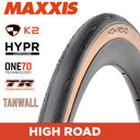 MAXXIS High Road - 700 X 25C - HYPR K2  Fold Carbon Bead 170TPI - Tan Wall - TR - Hookless Rim Compatible